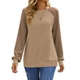thumbnail image 3 of UVN Sweatshirts for Women Crewneck Cable Knit Sleeve Sweaters Casual Fall Tunic Tops, 3 of 9