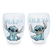 Disney Lilo and Stitch "Ohana Means Family" Floral Stemless Glasses | Set of 2
