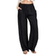thumbnail image 5 of Pantalones de lino y algodón para mujer, de verano, de pierna ancha, informales, holgados, con cordón, 5 of 8