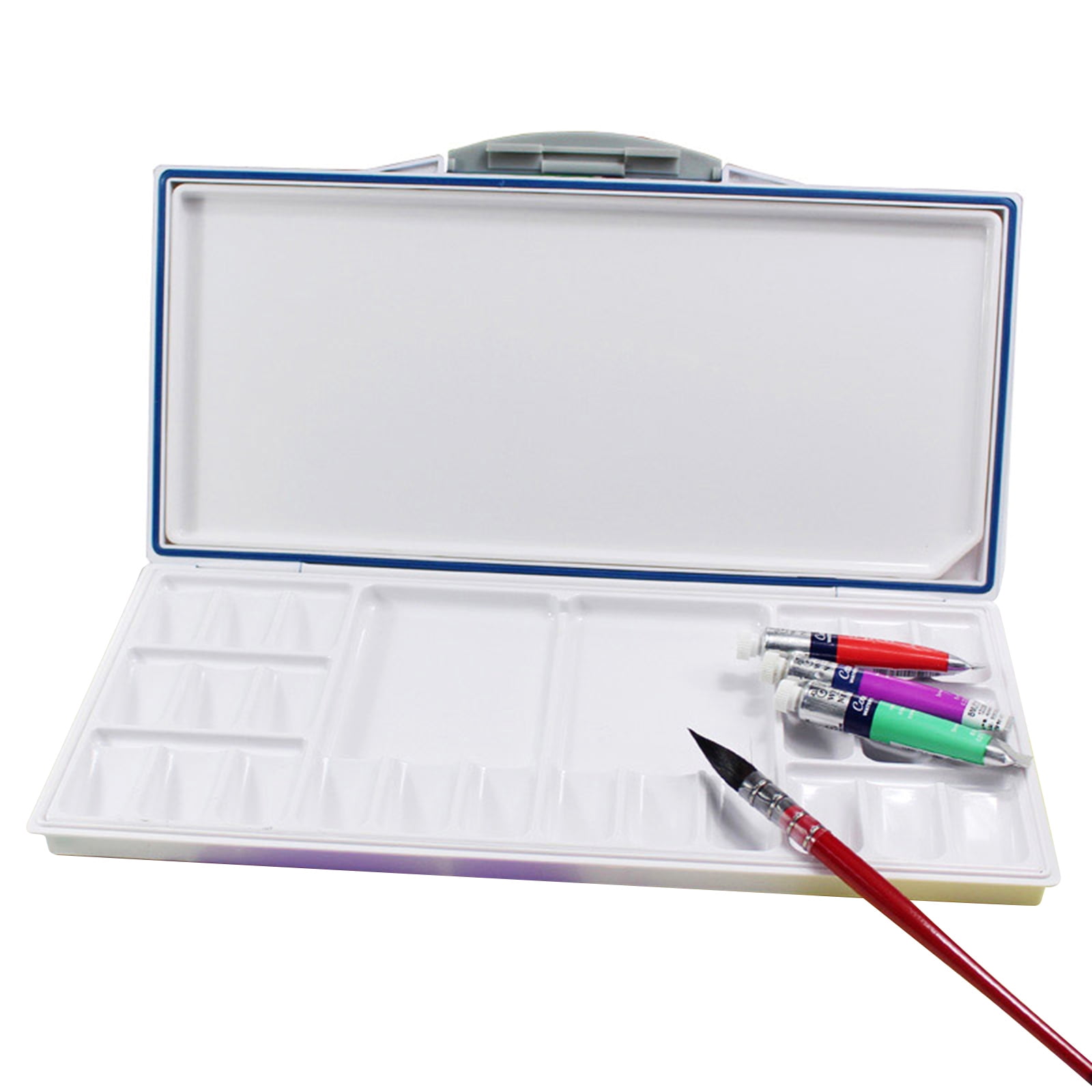 Folding Paint Tray Watercolor Palette with Two Additional Spacious Mixing Areas for Watercolor Gouache and Oil Painting