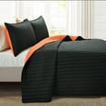 thumbnail image 4 of Lush Decor Soft Stripe All Season Solid Reversible Quilt, Twin XL, Black/Orange, 2-Pc Set, 4 of 11
