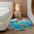 thumbnail image 3 of Marine Life Round Area Rugs 3 ft, Sea Turtles Fish Coral Octopuses Jellyfish Oceans Washable Small Area Rug with Non-Slip Sturdy Edge Binding Round Front Door Mat Floor Carpet for Entryway, 3 of 9