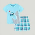 thumbnail image 2 of Boys Summer Outfits Cartoon Embroidery Print Short Sleeved T Shirt Shorts Home 2 Piece Set New Born Clothes Baby Boy Sky Blue 6 Years-7 Years, 2 of 6