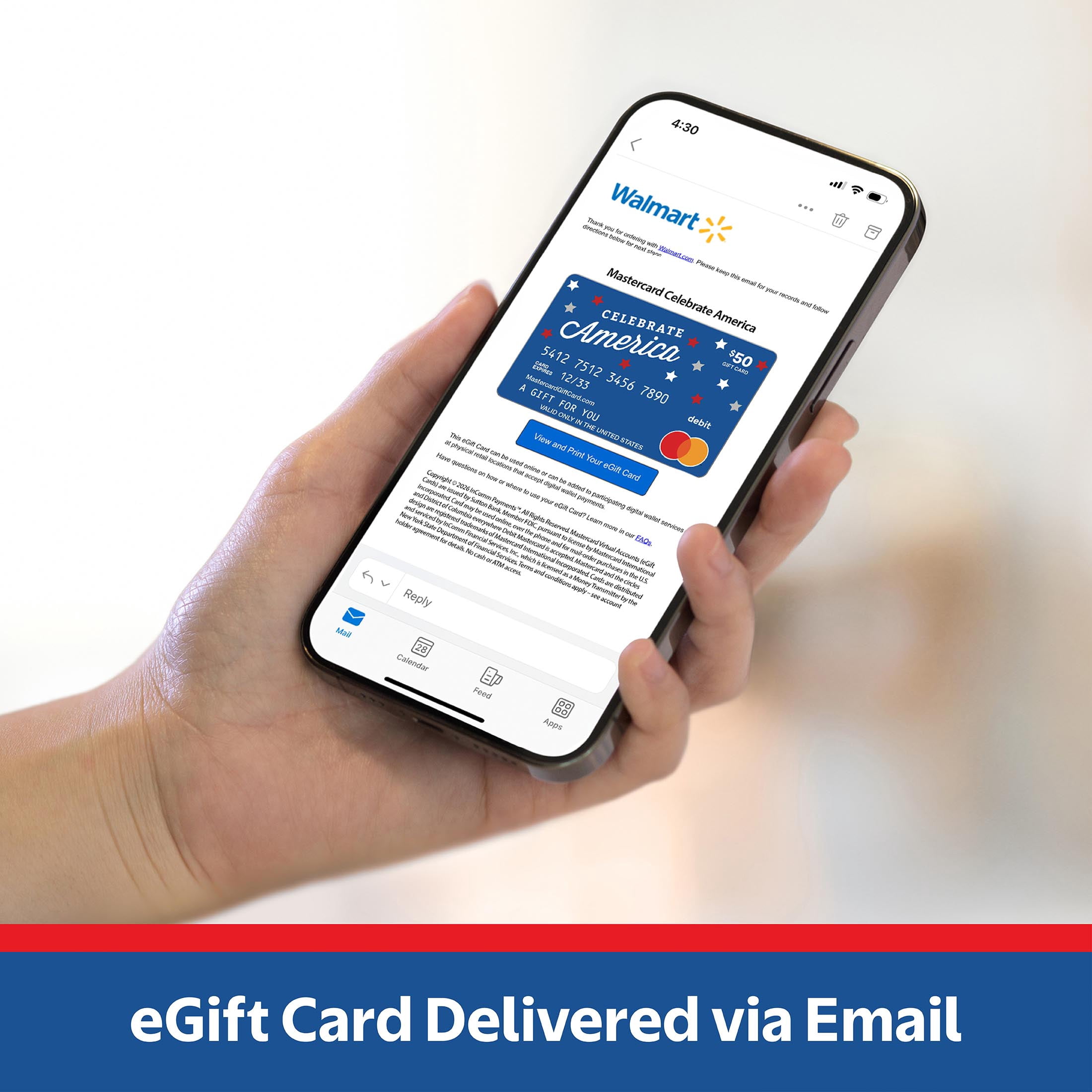 Mastercard® $50 eGift Card Patriotic Stars (Plus $4.84 Purchase Fee) [Email Delivery]
