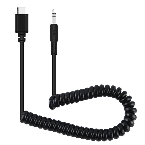 QKOO 3.5mm TRRS Male to Type-C / USB-C Male Live Microphone Audio Adapter Spring Coiled Cable for
