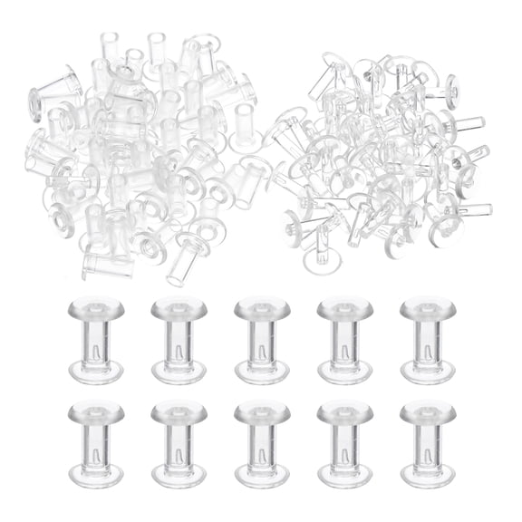 M5*11mm Plastic Binding Post, 50 Sets Plastic Chicago Screws Binding Screw Rivets Post Press-on Buckle for Leather Scrapbook Photo Albums, Transparent