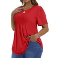 thumbnail image 3 of Fantaslook Blouses for Women Pleated Short Sleeve Tunic Tops Dressy Casual Summer Shirts, 3 of 9