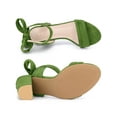 thumbnail image 5 of BLISSFUL STEP Women's Sandals Ankle Tie Back Open Toe Block Heels Olive Green 6.5, 5 of 8