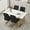 Table+Black Chairs*4(Gold), variant on JUFU 7-Piece White PU Leather Dining Table Set with Gold Metal Legs, Modern Rectangular Kitchen Table and Chairs for Dining Room