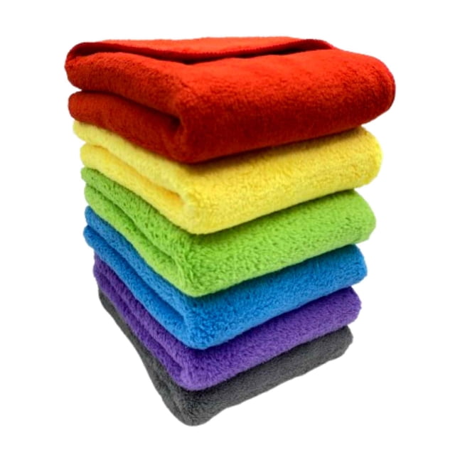 Toallas de Microfibra Multiusos 60x40 cm – Pack de 6, Ultra Absorbentes, Suaves y Duraderas – Para Auto, Moto, Hogar, Cocina, Baño, Cabello y Mascotas – No Raya Ni Deja Pelusa