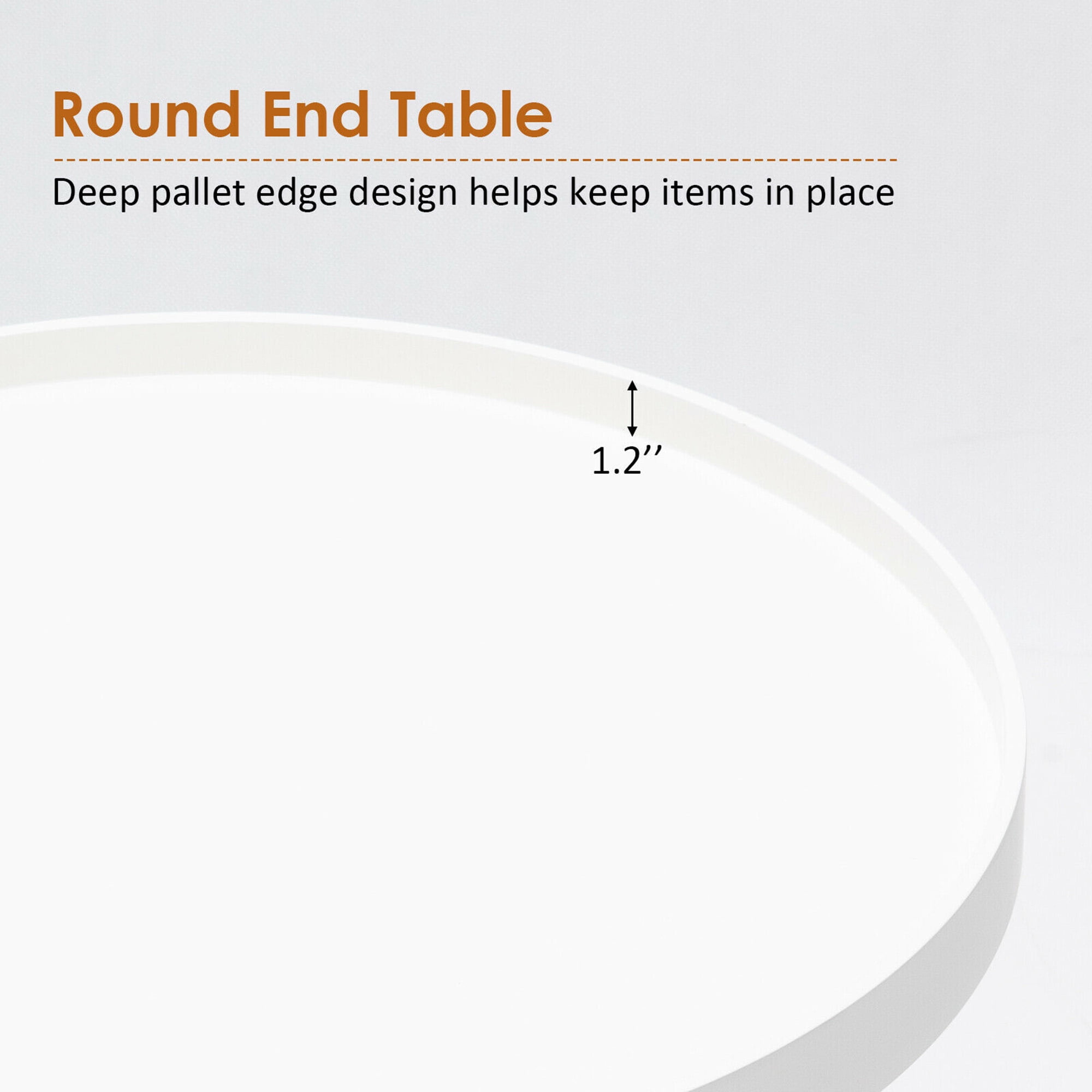 Gymax Wood Round Side Table, White/Brown