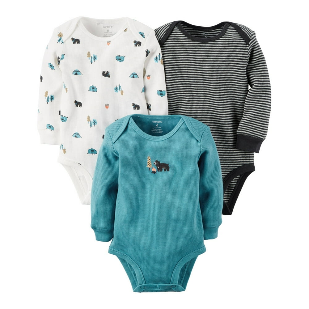 Carter's Carters Baby Boys 3Pack LongSleeve Thermal Bodysuits Wild