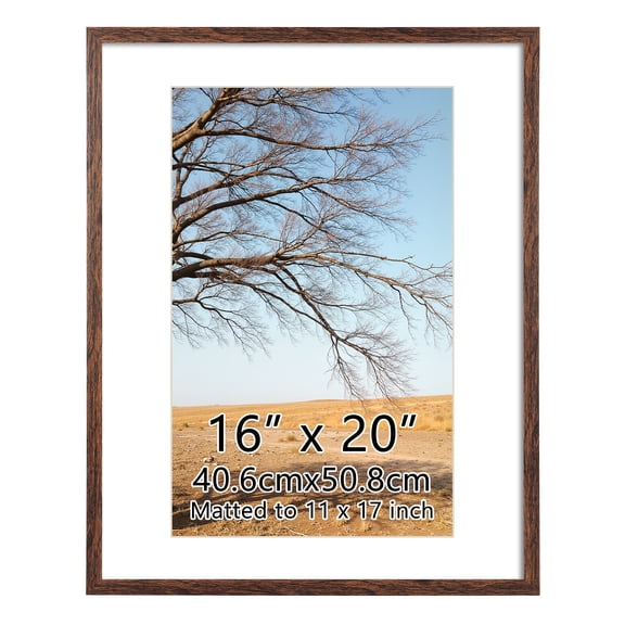 11x17 Picture Frame with Mat, 16x20 Photo Frame without Mat for Wall Mount or Tabletop, Black