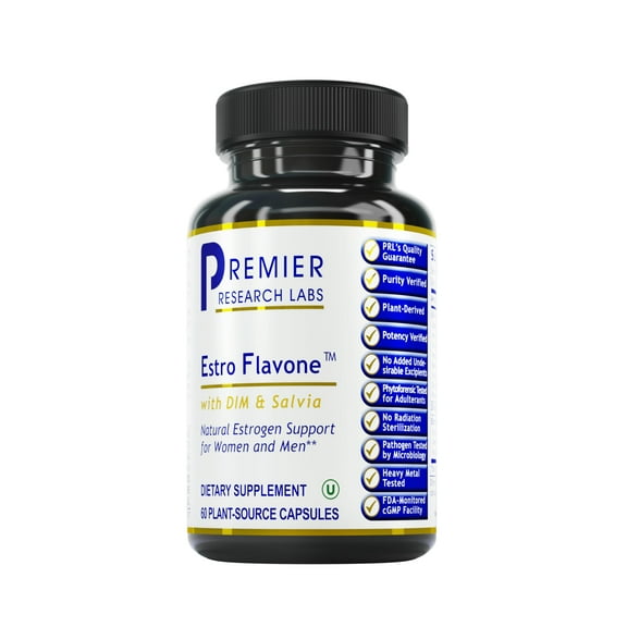 Premier Research Labs Estro Flavone - Hormone & Estrogen Support* - With DIM & Beet Root Extract - Pure Vegan & Kosher Certified - 60 Plant-Source Capsules