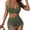 Army Green, variant on Women's Two Piece Bikini Set with Mesh Skirt, V-Neck Cross Back Swimwear with Drawstring Side, Size S