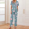 thumbnail image 2 of Sexy Pijama Conjunto para las Mujeres Impreso Bolsillo Pantalones de Manga Corta, Traje Suelto Casual para el Hogar Y el Salón, 2 of 9