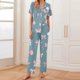 thumbnail image 2 of Sexy Pijama Conjunto para las Mujeres Impreso Bolsillo Pantalones de Manga Corta, Traje Suelto Casual para el Hogar Y el Salón, 2 of 9