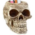 thumbnail image 5 of Ebros Gift Day Of The Dead Celtic Tribal Tattoo Skull Pen Holder Figurine 4.5"L Office Desktop Ossuary Skull Head Stationery Holder, 5 of 5