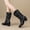 Black, variant on Women's Square Toe Cowboy Boots Mid Calf Heel Western Boots