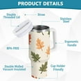 thumbnail image 2 of Yayeee 40oz Double-Wall Insulated Stainless Steel Tumbler with Handle Bottle, Green Autumn Leaves, 2 of 8