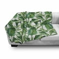 thumbnail image 3 of Plant Soft Flannel Fleece Blanket, Equatorial Leaves in Hand Drawn Watercolor Style Artwork Botanical Petal Spring, Cozy Plush for Indoor and Outdoor Use, 50" x 70", Green Jade Green, by Ambesonne, 3 of 6