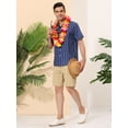 thumbnail image 4 of Lars Amadeus Men's Short Sleeve Button Down Stripes Color Block Printed Shirts M Blue White, 4 of 6