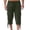 Army Green@GC@, variant on CONZONE Mens Baggy Linen Capri Pants Wide Leg Pants for Men Trendy Elastic Waist Drawstring Solid Soft Casual Joggers Pant With Pockets