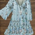 thumbnail image 4 of JeashCHAT Women's Casual V Neck T Shirts Floral Print Loose Summer Half Bell Sleeve/Puff Long Sleeve Tops Ruffle Tunic Blouses, 4 of 7