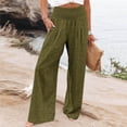 thumbnail image 2 of Ltctricy Palazzo Pants for Women Printed Elastic High Waisted Pleated Wide Leg Pants Baggy Casual Pants with Pockets(Army Green,Large), 2 of 5