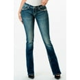 thumbnail image 2 of Grace In La Women's Dark Wash Mid Rise Floral Pocket Bootcut Stretch Denim Jeans - EB-51825 28W x 34L, 2 of 3