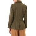 thumbnail image 3 of INSPIRE CHIC Women's Double Breasted Vintage Office Dressy Striped Suit Blazer L Brown, 3 of 5