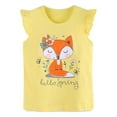 thumbnail image 2 of HILEELANG Toddler Girl Easter Summer Short Sets Outfits Cotton CrewNeck Yellow Fox Short Sleeve Playwear 2PC Sets 3T, 2 of 5