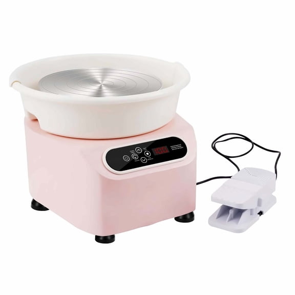 Pottery Wheel 11 Inch - Electric Pottery Forming Machine with LCD, Foot Pedal, 450W Direct Drive Ceramic Wheel for Clay Art, DIY Crafts, Pink