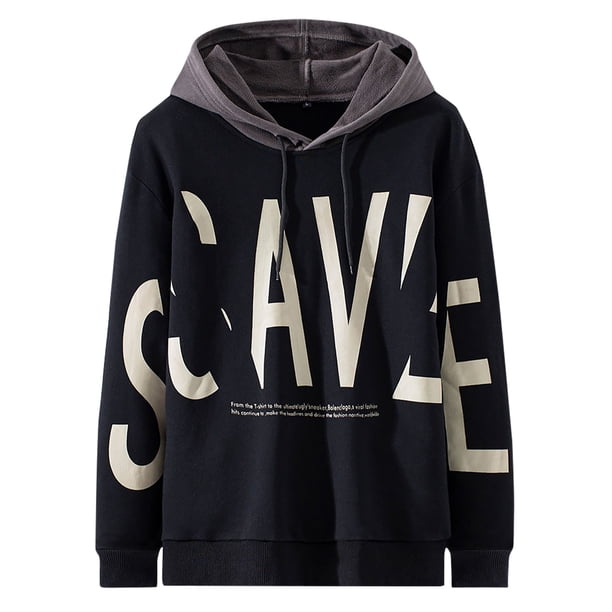 Abrigo de suéter con estampado de letras grandes con capucha de otoño/invierno para hombre Pompotops oipoqjl16193