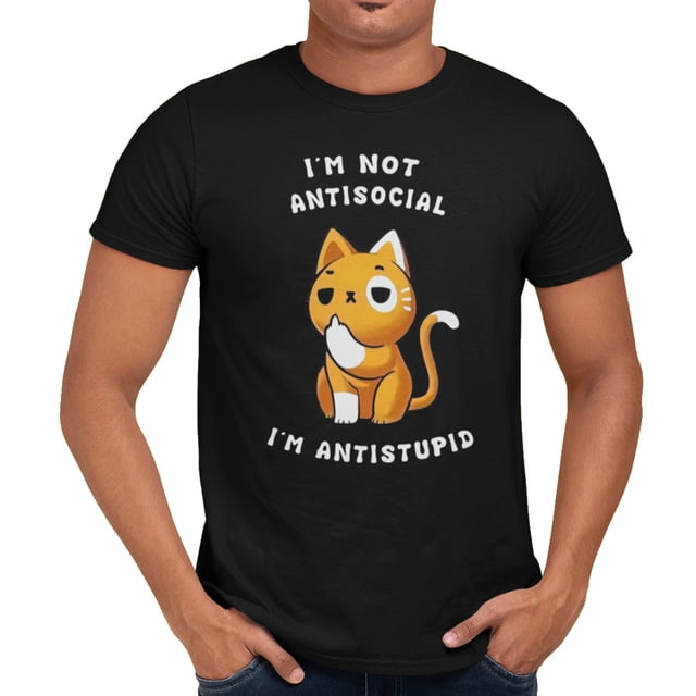 Playera Gato Antistupid Meme Caballero Once Playera manga corta