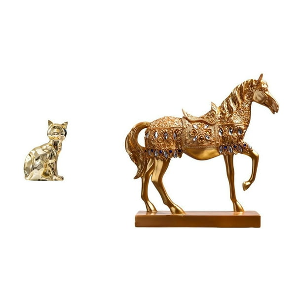 Figura de escritorio,Estatua de gato en estante,escritorio,oficina,decoración del hogar,Figura decorativa de escritorio de cerámica para decoración del hogar,Estatuas de caballos,Estatuas de