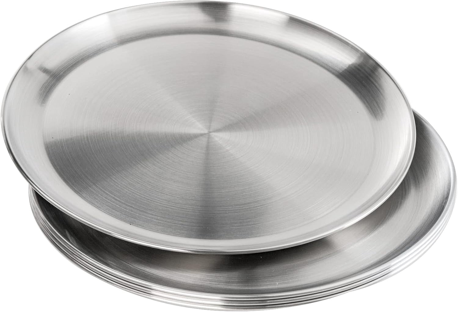 4 Pack Stainless Steel Pizza Pan, 13-1/2 Inch Tray Oven Crisper, Round Sheet Baking Pan Food Serving Plate for Pie, Cookie, Dishwasher Safe