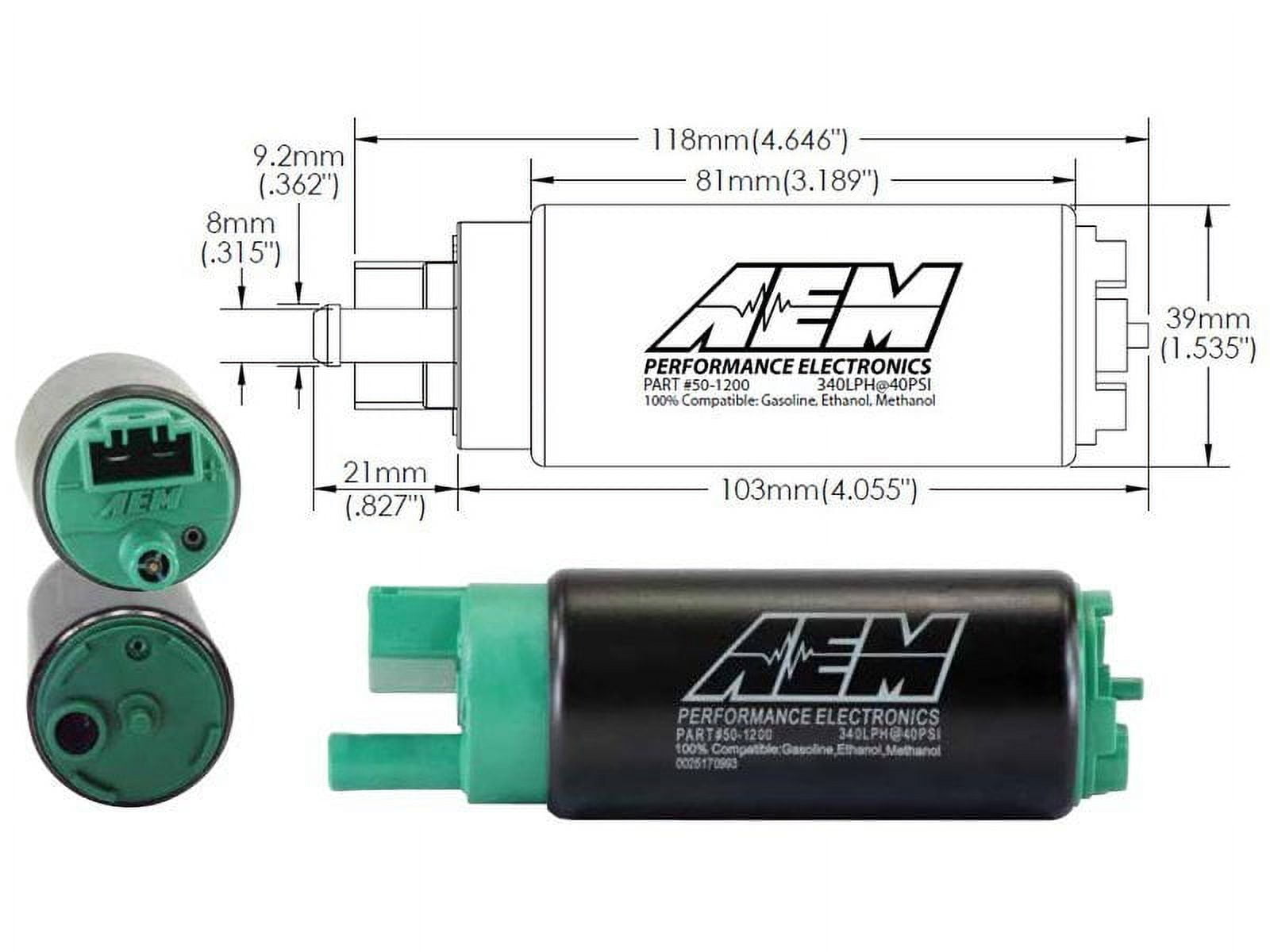 AEM 50-1200 High Flow In-Tank Fuel Pump 340LPH - Offset Inlet
