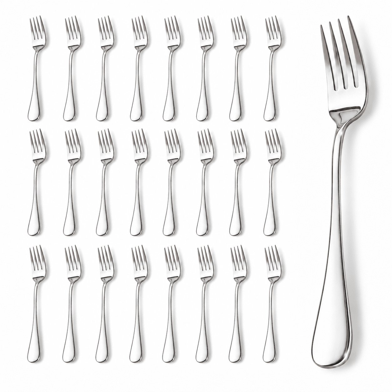 NULAS 24-Piece Stainless Steel Dinner Fork Set, Dishwasher Safe, Mirror-Polished Silverware for Home and Restaurant Use.