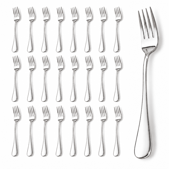 NULAS 24-Piece Stainless Steel Dinner Fork Set, Dishwasher Safe, Mirror-Polished Silverware for Home and Restaurant Use.