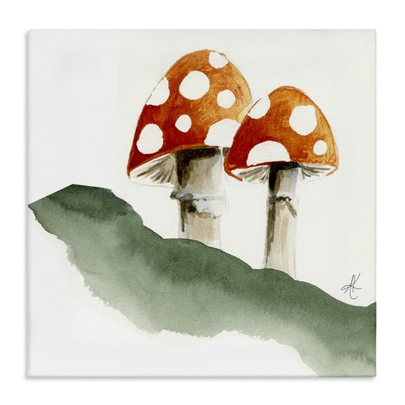 Stupell Industries Spotted Red Mushrooms Plants & Flowers Painting Wrapped Canvas Art Print Wall Art, 17 x 17