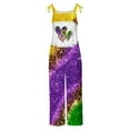 thumbnail image 4 of DDAPJ pyju Womens Mardi Gras Jumpsuit 2024 Carnival Themed Printed Long Playsuit Sleeveless Spaghetti Straps Wide Leg Rompers Loose Celebration Parade Overalls with Pockets Multicolor XL, 4 of 5