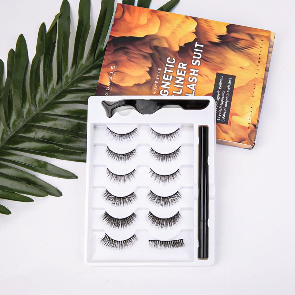 Eyelashes Kit, 3D Natural Look False Lashes, 6 Pairs
