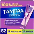 thumbnail image 1 of Tampax Radiant Tampons Multipack, with LeakGuard Braid, Regular/Super Absorbency, Unscented, 1 of 23