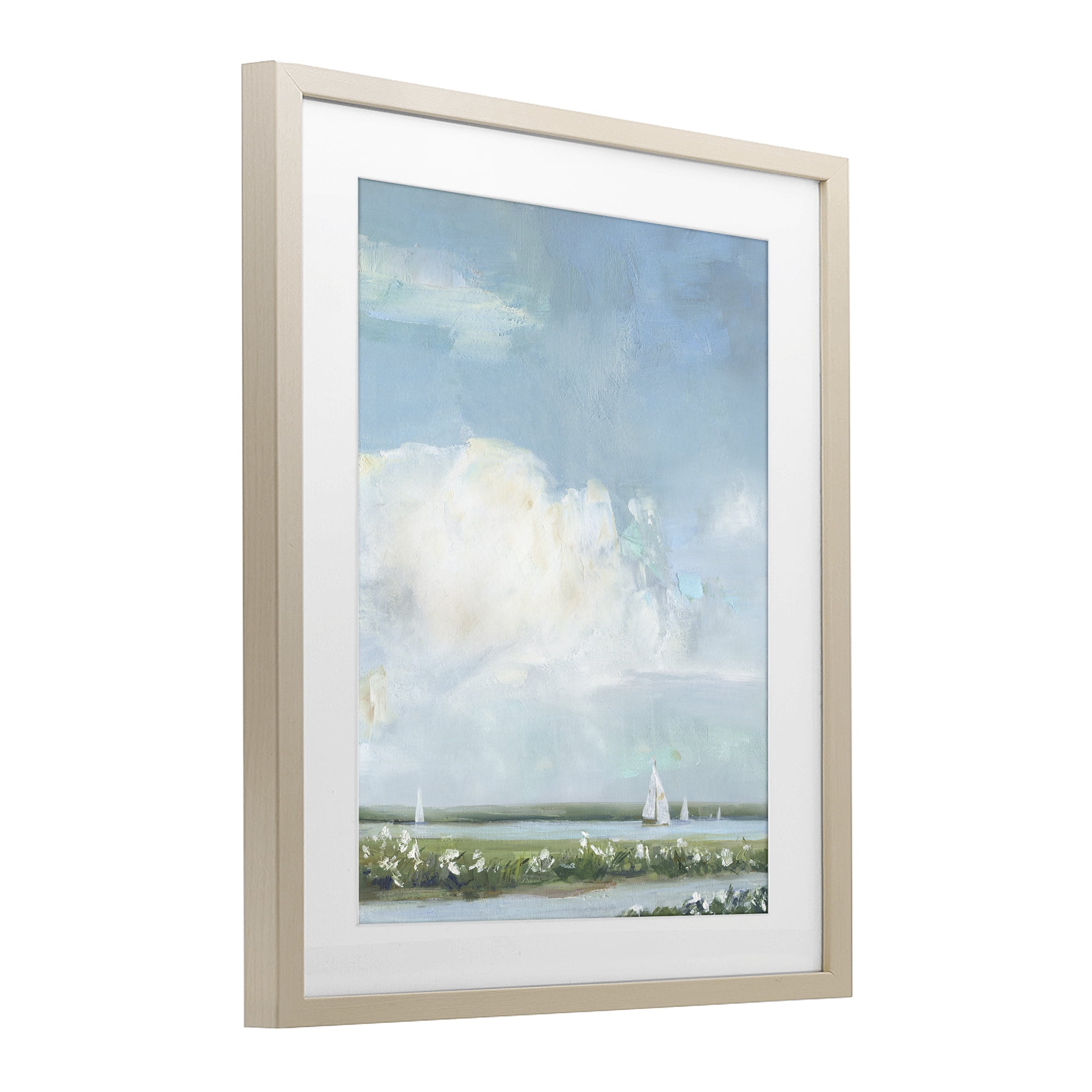 Stupell Industries Seaside Sailing Along Meadow Birch Framed Print Under Glass, design by Sally Swatland