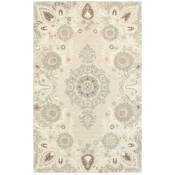 Moretti Deck Area Rug 93000 Sand Petals Vines 3' 6" x 5' 6" Rectangle