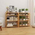 thumbnail image 4 of Gymax 2PCS 4-Tier Bookshelf Floor Storage Shelf w/ Rubber Wood Frame Anti-Toppling Kits, 4 of 9