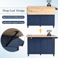 thumbnail image 5 of Kidkapers Blue Kitchen Island Set: 3-Piece Dining Table Set with Drop Leaf, Storage Cabinet, Drawers, Towel Rack, and 2 Stools - Perfect for Dining Room and Kitchen, 5 of 6