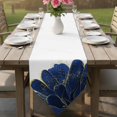 thumbnail image 6 of Table Runners 90 Inches Long, Navy Blue Gold Cotton Linen Kitchen Dining Coffee Table Runner for Party Home Decor, Abstract Line Art Troditional Ink Painting Tabletop Dresser Scarves 13x90 Inch, 6 of 9