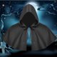 thumbnail image 2 of Capa de Halloween, capa de cosplay, capa corta, disfraz, capa con capucha, poncho, medieval Negro, 2 of 9